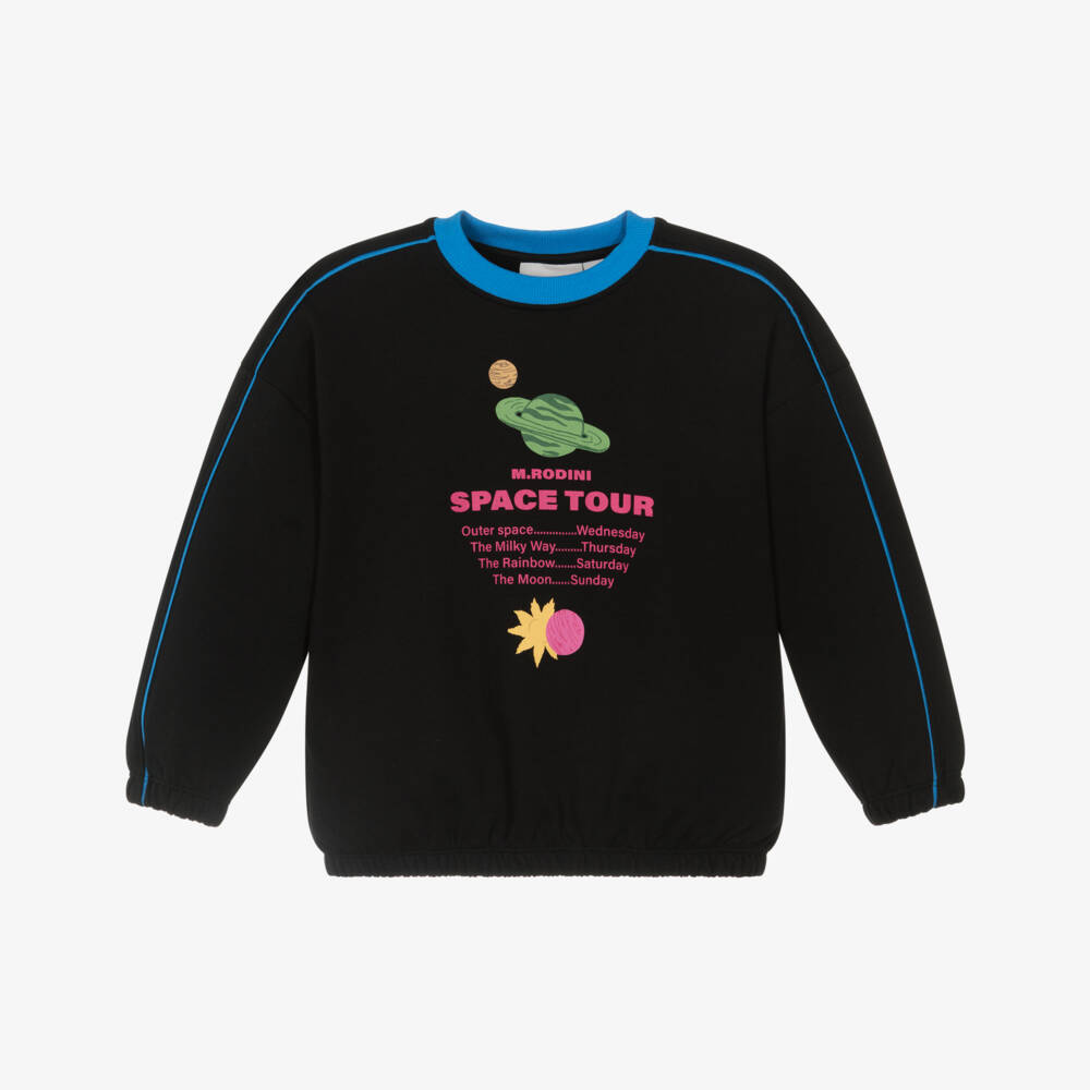 Mini Rodini-Boys Black Organic Cotton Space Print Sweatshirt | Childrensalon Outlet