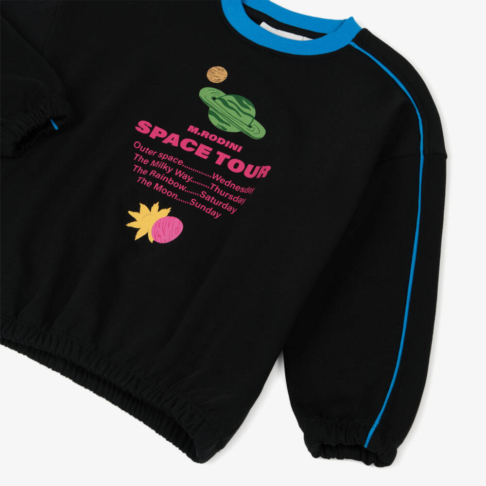 Mini Rodini-Boys Black Organic Cotton Space Print Sweatshirt | Childrensalon Outlet