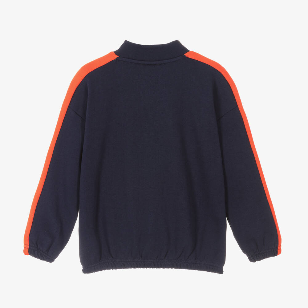 Mini Rodini-Boys Blue Cotton Zip Pullover | Childrensalon Outlet