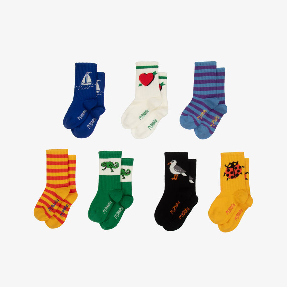 Mini Rodini-Boys Blue Organic Ankle Socks Set | Childrensalon Outlet