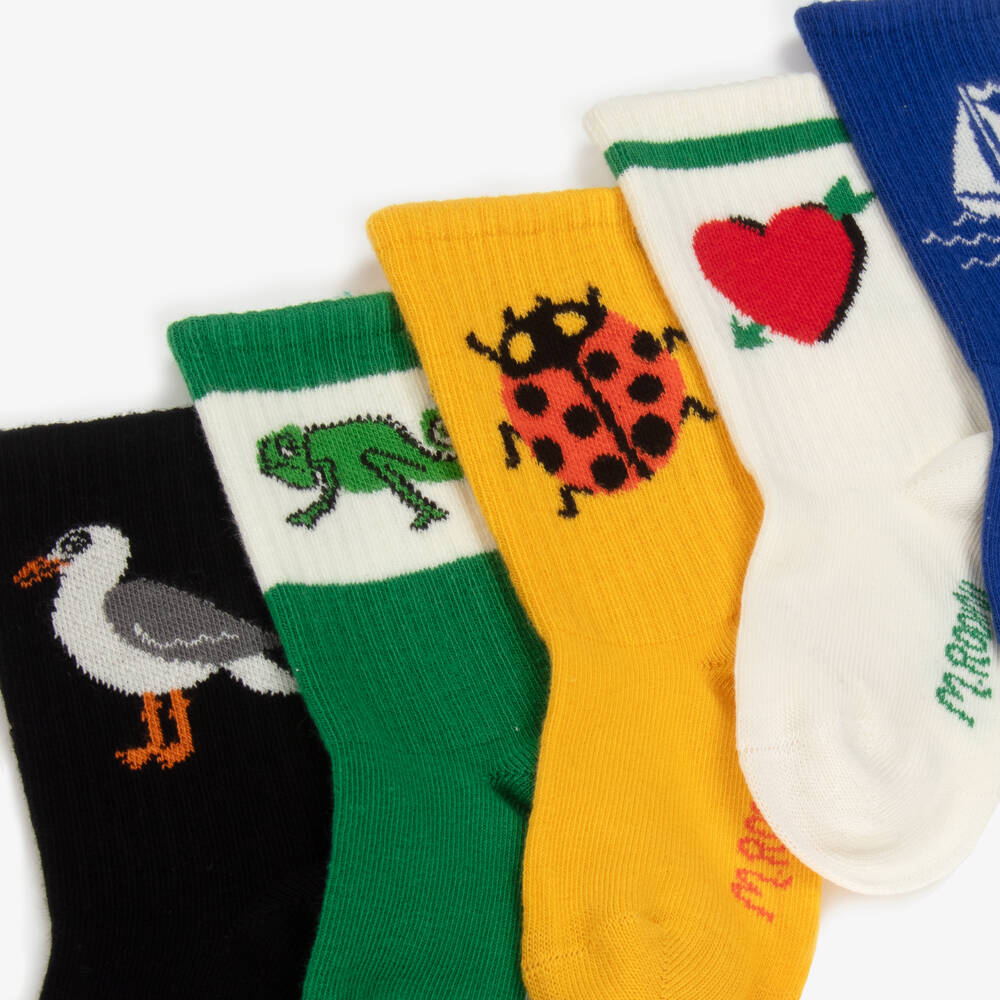 Mini Rodini-Boys Blue Organic Ankle Socks Set | Childrensalon Outlet