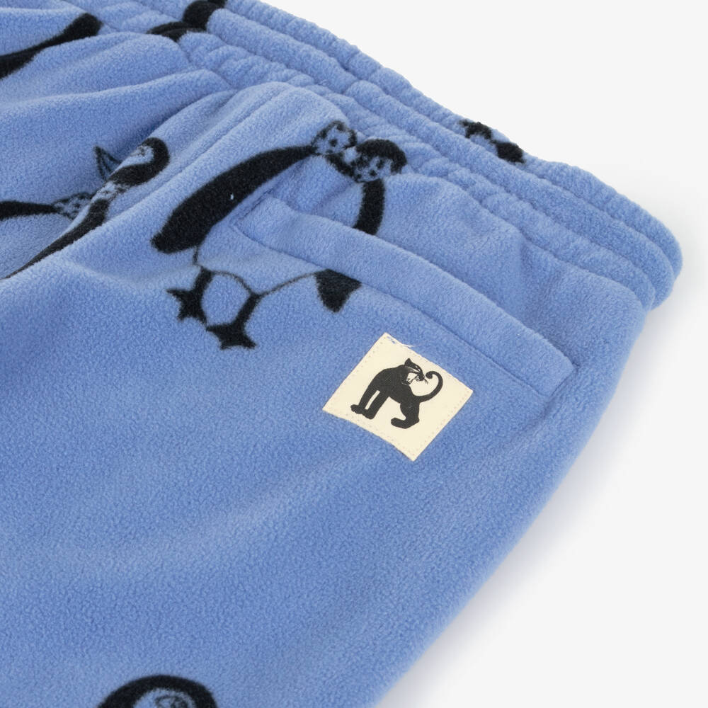Mini Rodini-Boys Blue Penguin Fleece Trousers | Childrensalon Outlet