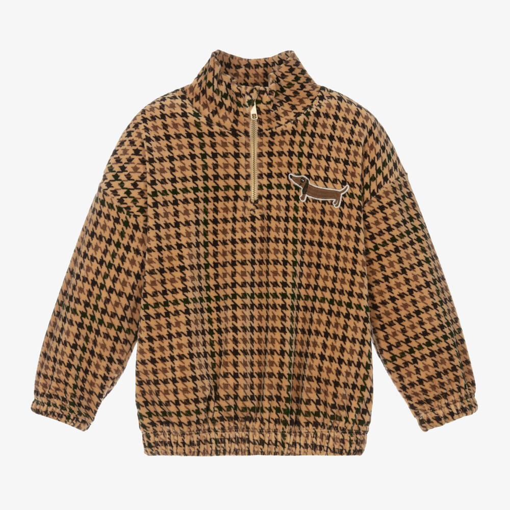 Mini Rodini-Boys Brown Check Velour Pullover | Childrensalon Outlet