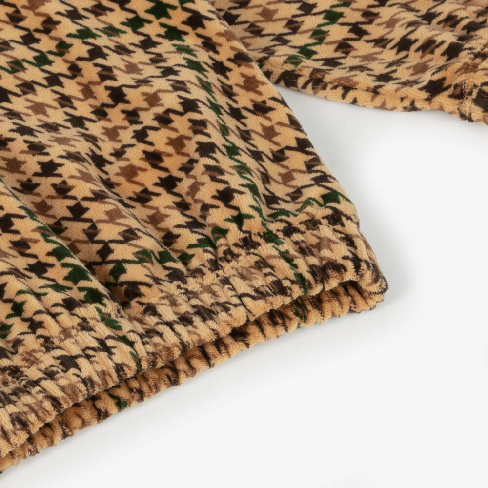 Mini Rodini-Boys Brown Check Velour Pullover | Childrensalon Outlet