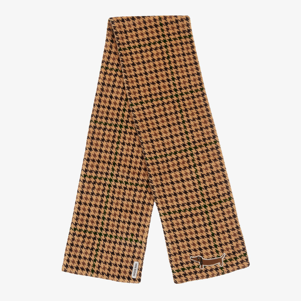 Mini Rodini-Boys Brown Check Velour Scarf | Childrensalon Outlet