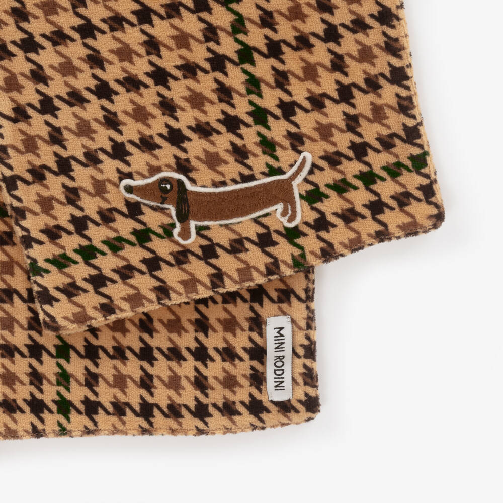 Mini Rodini-Boys Brown Check Velour Scarf | Childrensalon Outlet