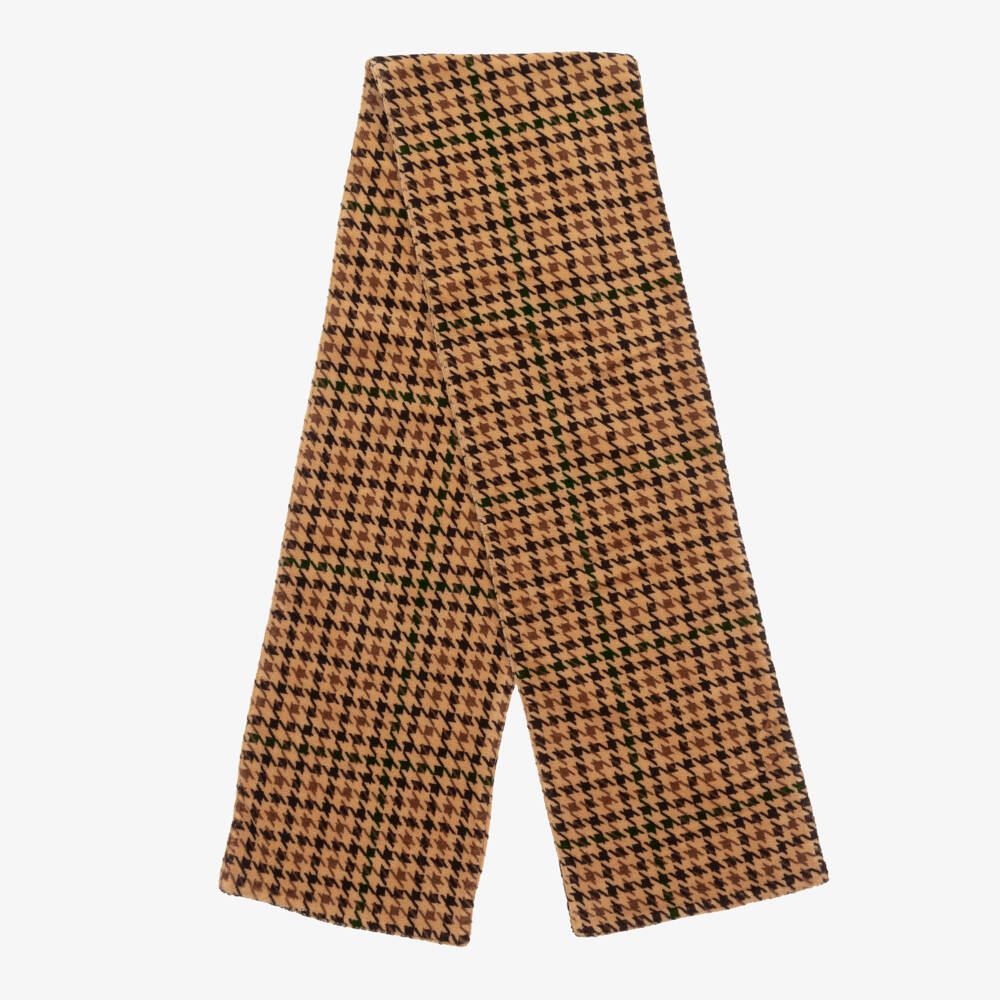 Mini Rodini-Boys Brown Check Velour Scarf | Childrensalon Outlet