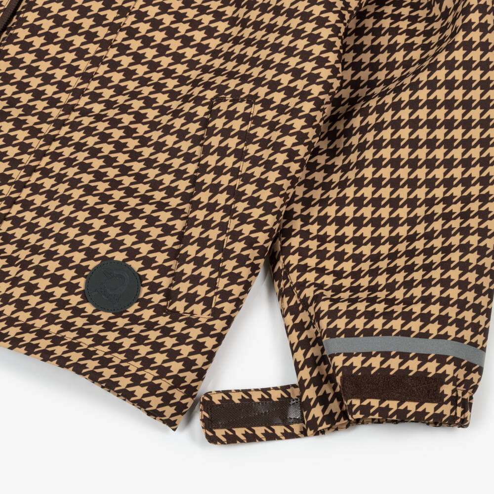 Mini Rodini-Boys Brown Houndstooth Water-Repellent Coat | Childrensalon Outlet