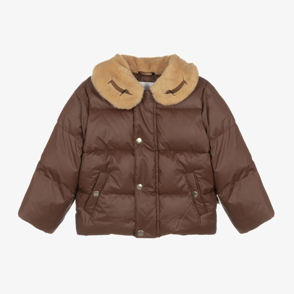 Mini Rodini-Boys Brown Quilted Jacket | Childrensalon Outlet