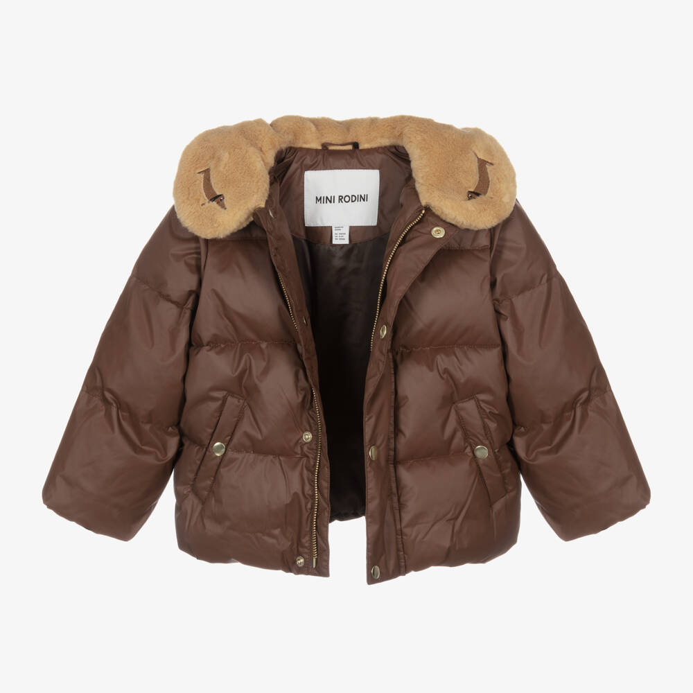 Mini Rodini-Boys Brown Quilted Jacket | Childrensalon Outlet