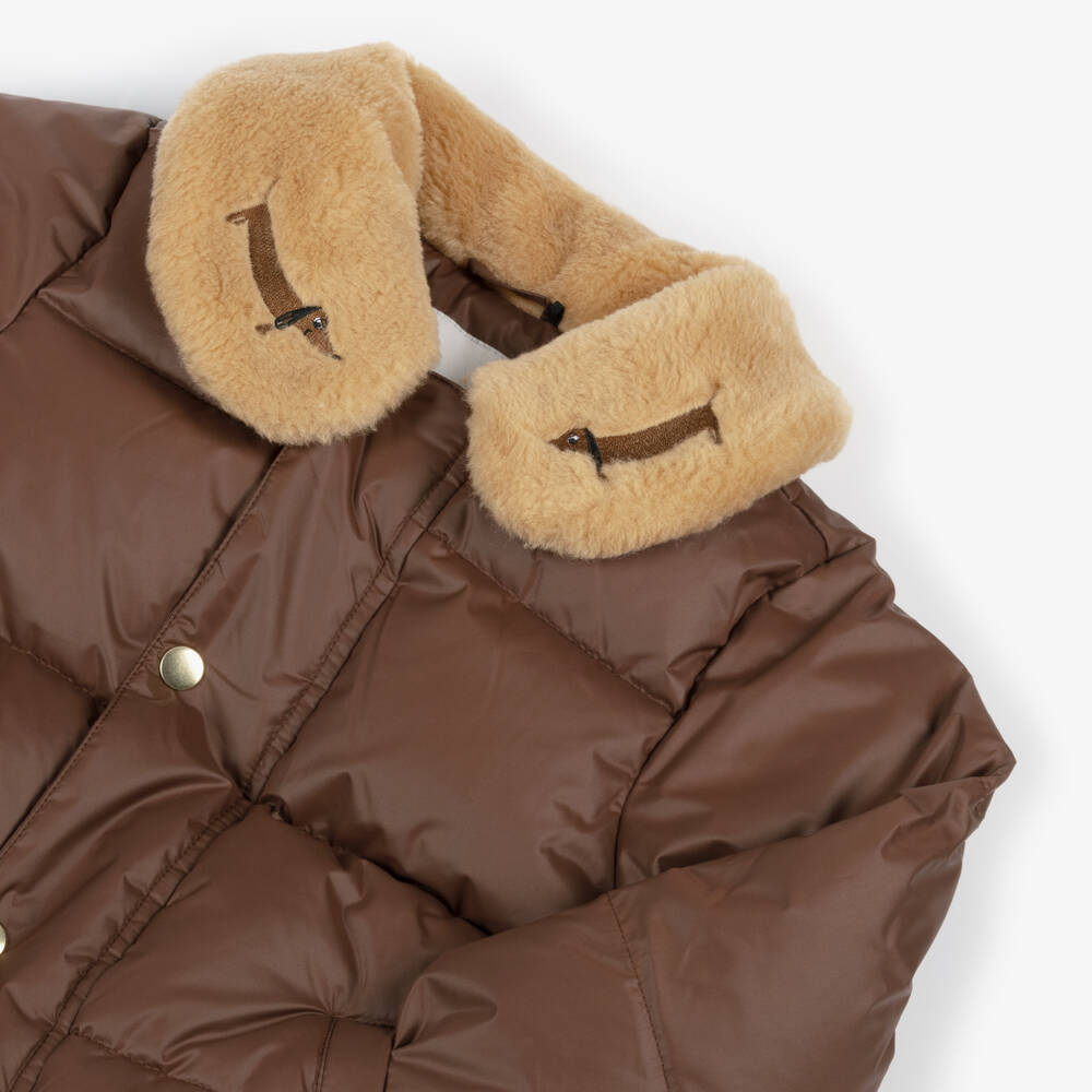 Mini Rodini-Boys Brown Quilted Jacket | Childrensalon Outlet