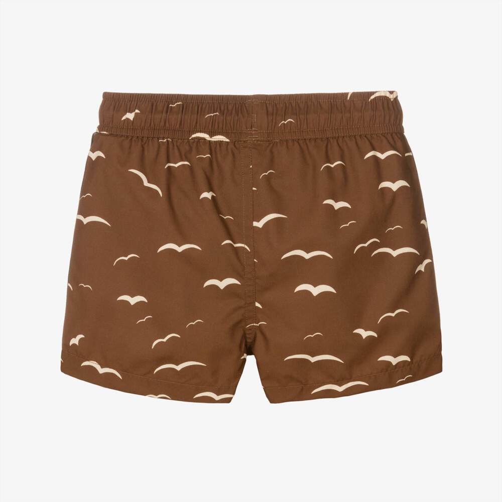Mini Rodini-Boys Brown Seagull Print Swim Shorts | Childrensalon Outlet