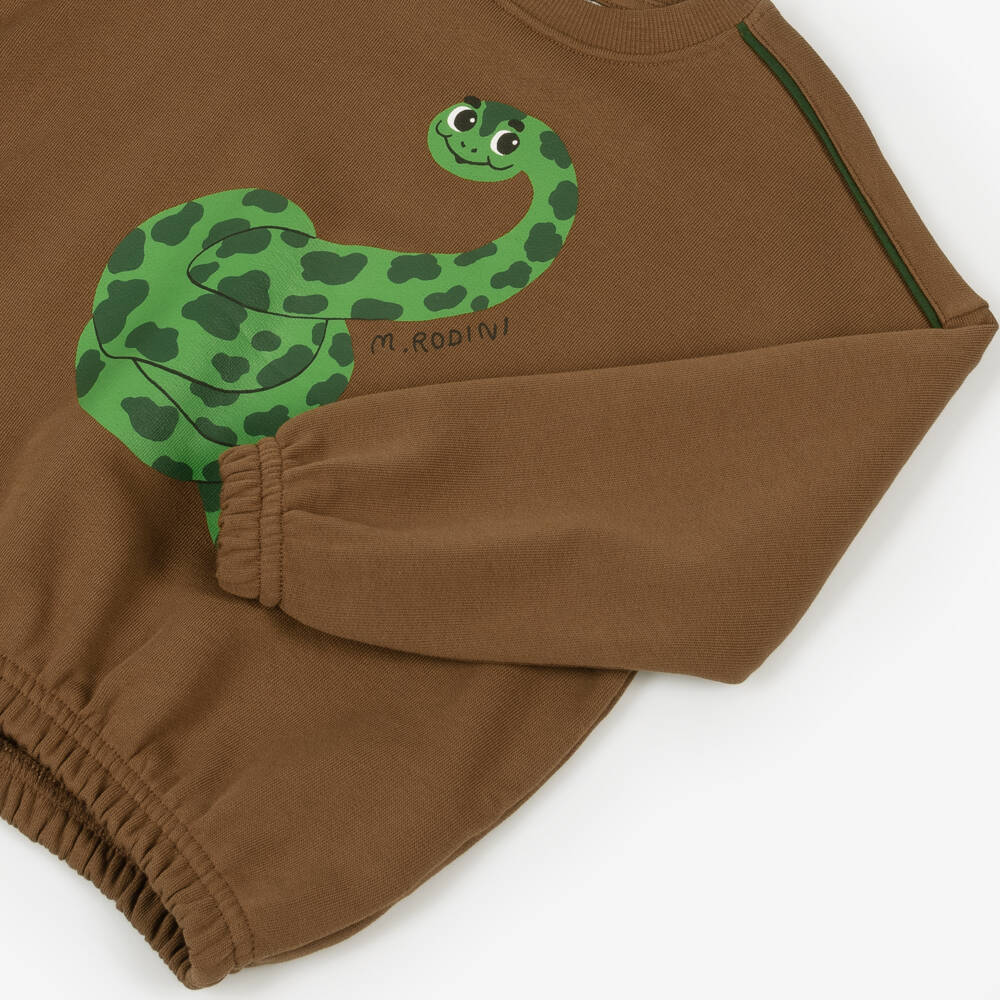 Mini Rodini-Свитшот коричневый с змеей для мальчиков | Childrensalon Outlet