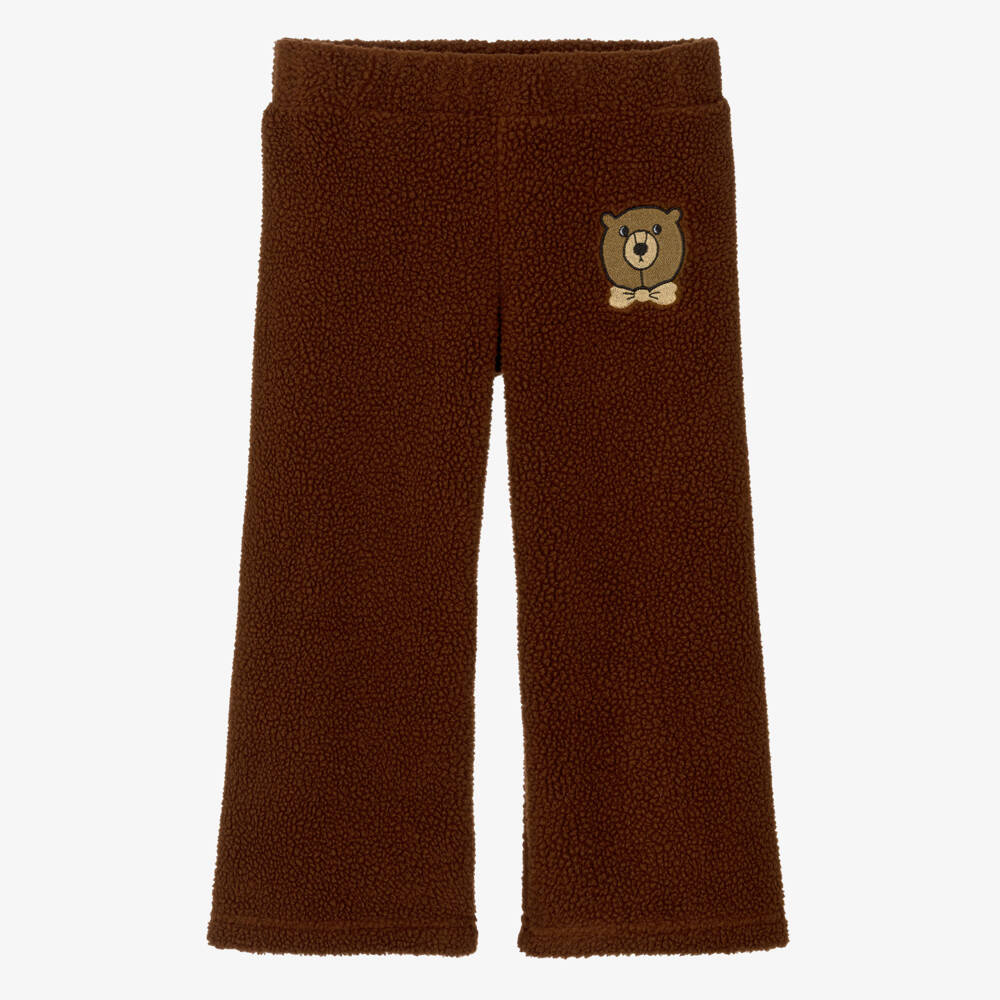 Mini Rodini-Boys Brown Sherpa Fleece Bear Trousers | Childrensalon Outlet