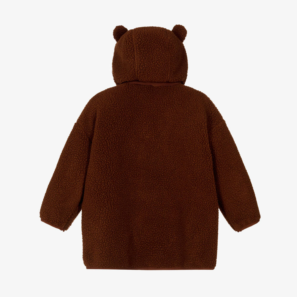 Mini Rodini-Boys Brown Sherpa Fleece Bear Zip-Up Top | Childrensalon Outlet