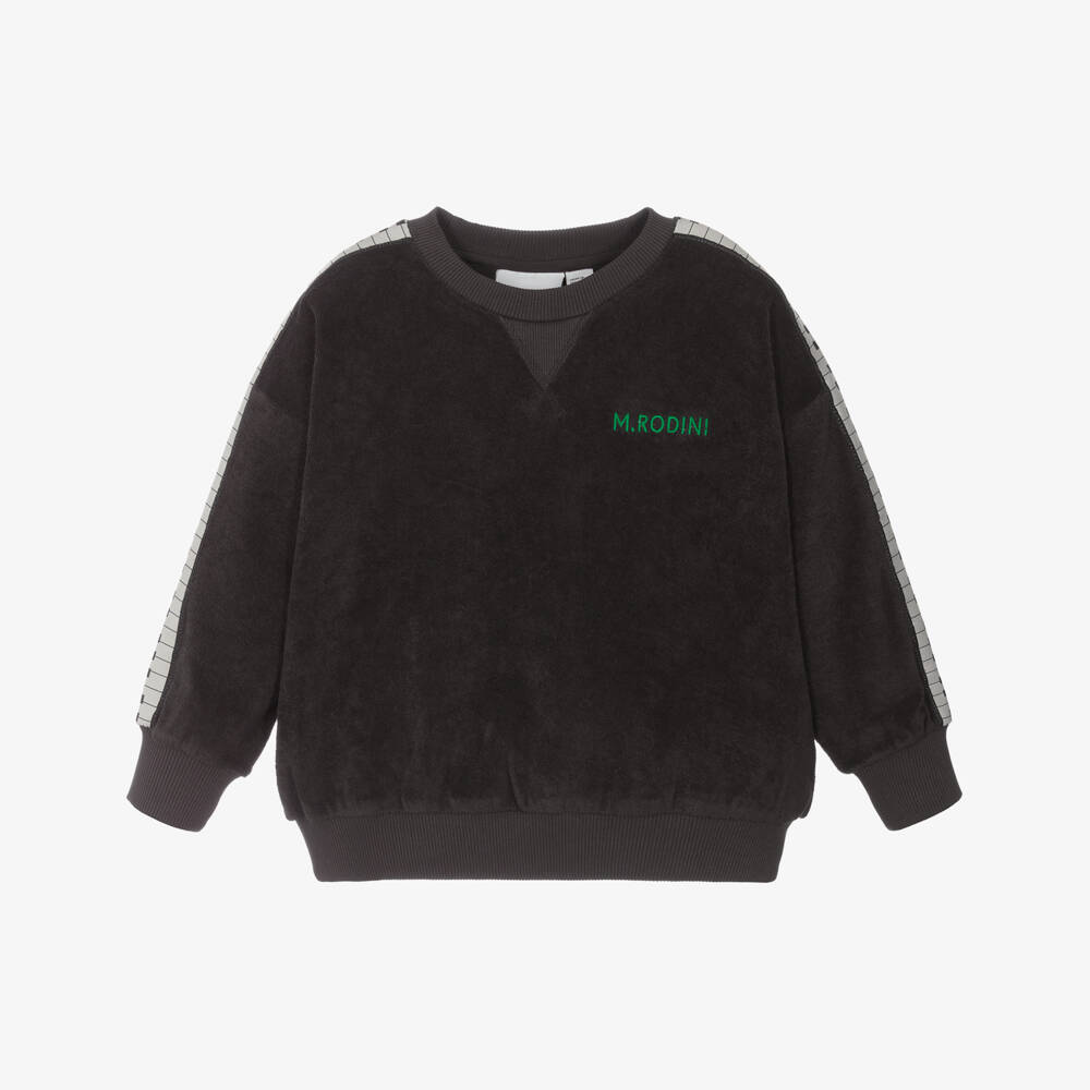 Mini Rodini-Boys Charcoal Towelling Piano Sweatshirt | Childrensalon Outlet