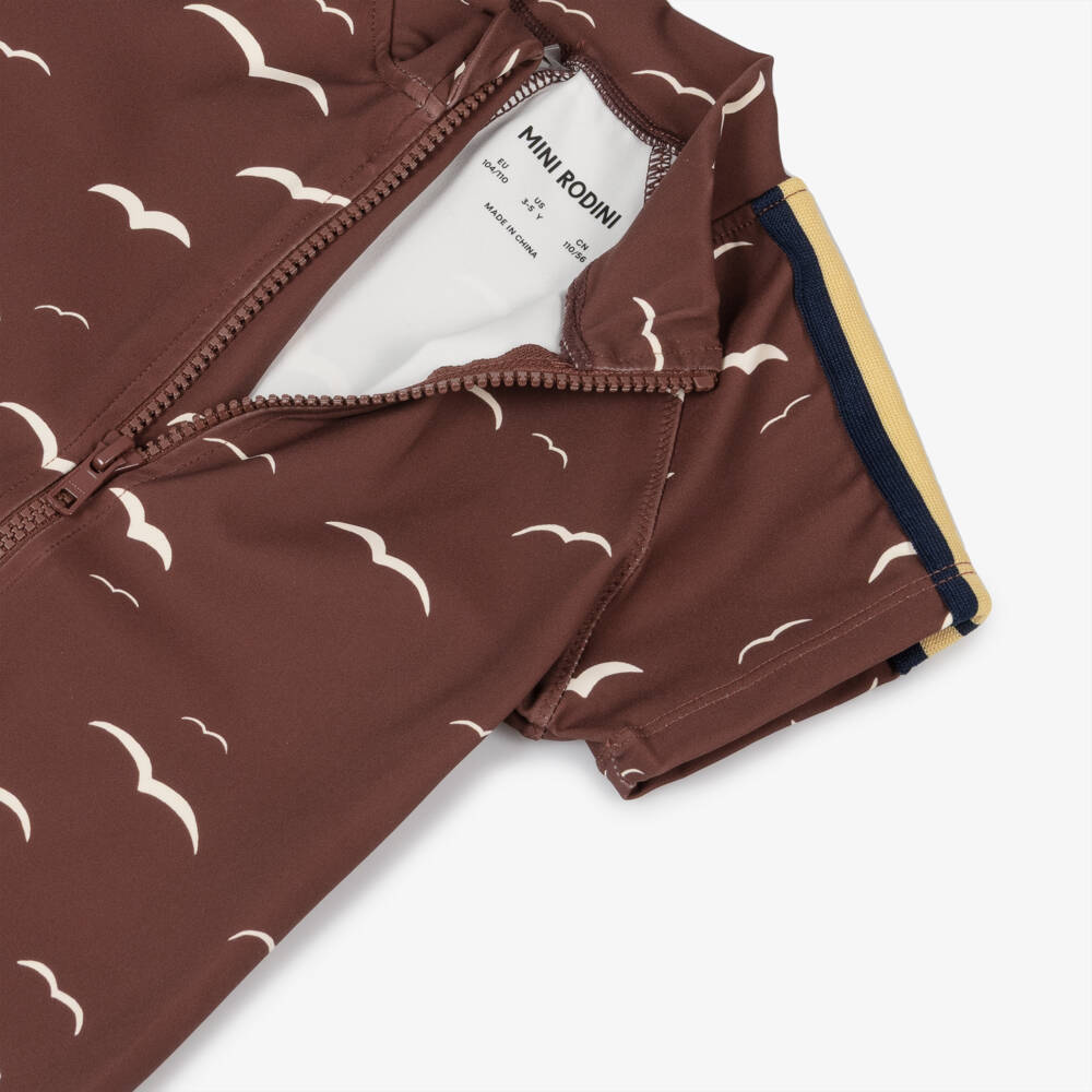 Mini Rodini-Boys Chestnut Seagull Rash Guard | Childrensalon Outlet