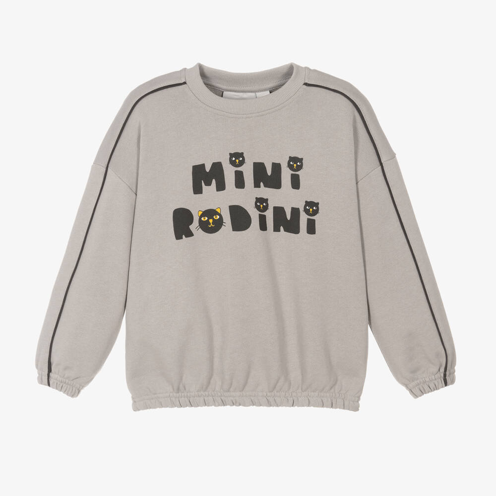 Mini Rodini-Boys Cozy Grey Cat Pullover | Childrensalon Outlet