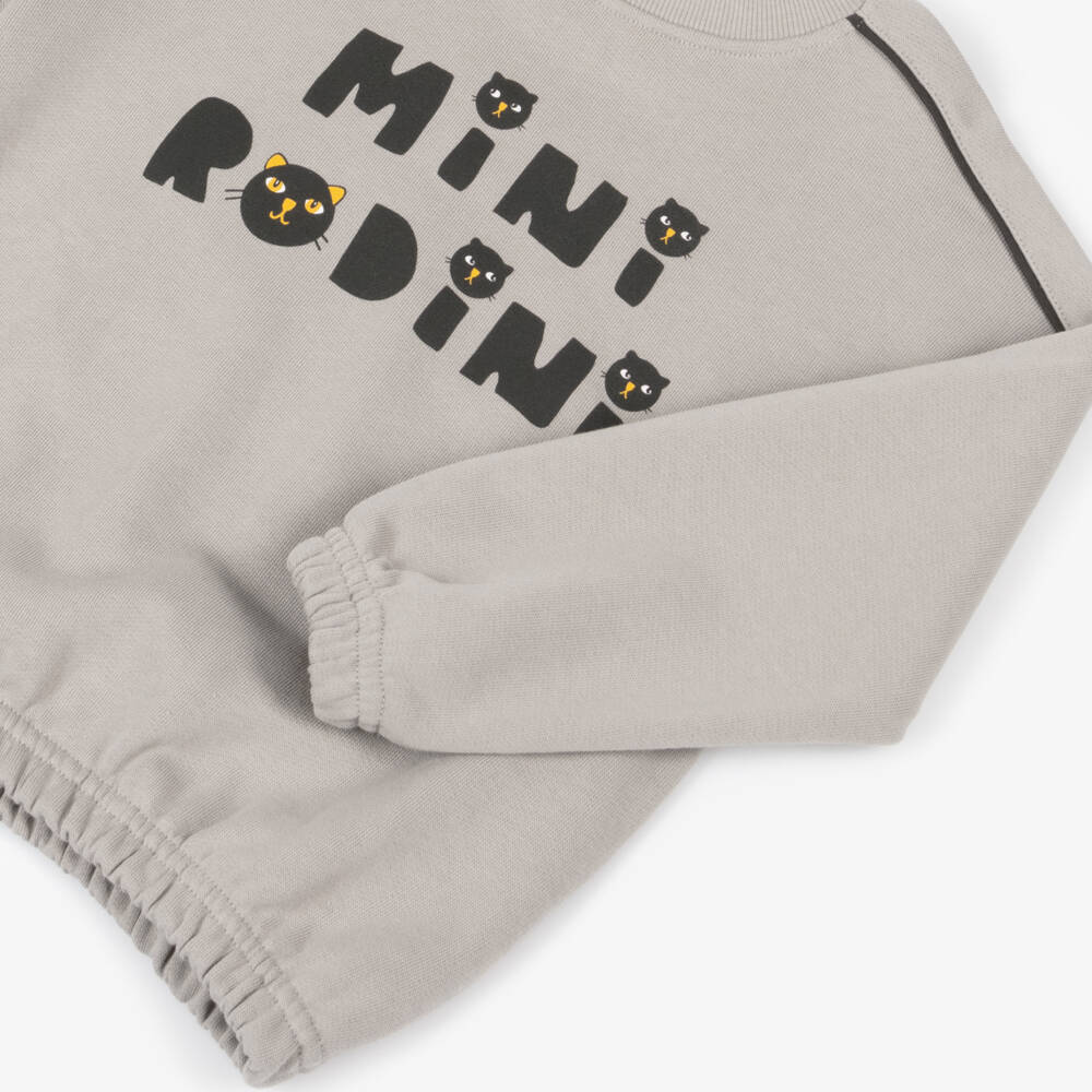 Mini Rodini-Boys Cozy Grey Cat Pullover | Childrensalon Outlet
