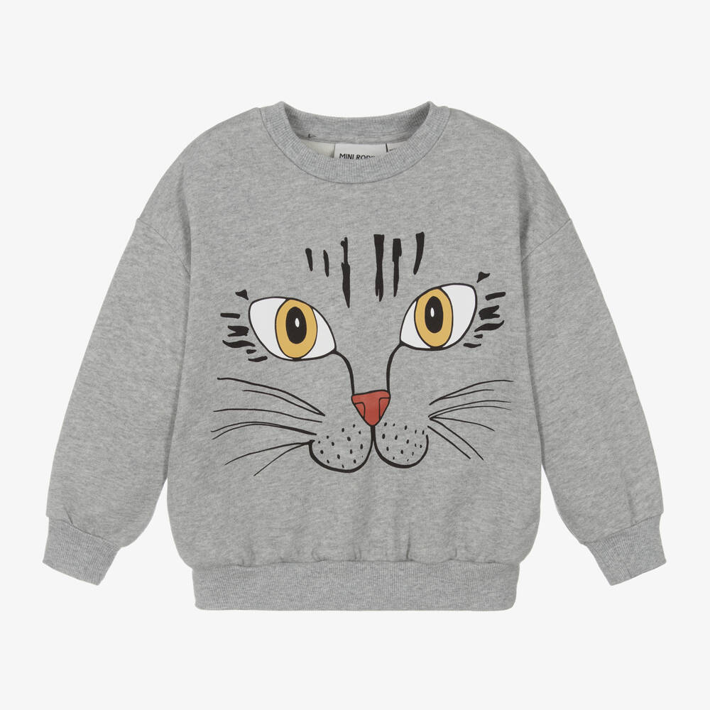 Mini Rodini-Boys Cozy Grey Cat Sweater | Childrensalon Outlet