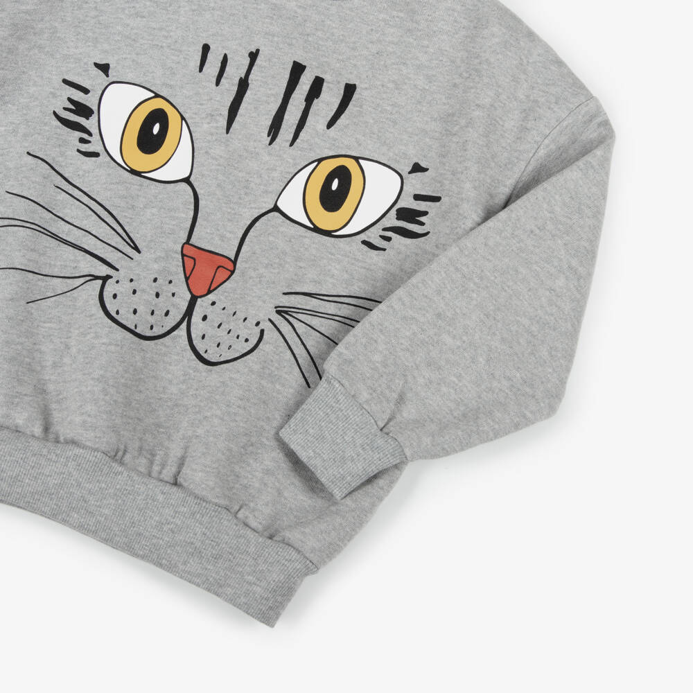 Mini Rodini-Boys Cozy Grey Cat Sweater | Childrensalon Outlet