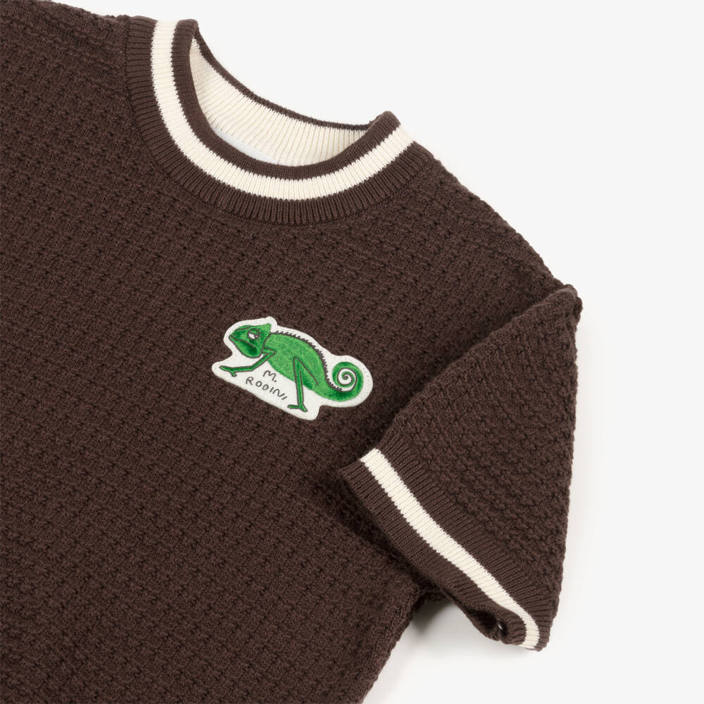 Mini Rodini-Boys Earthy Organic Cotton Knit Tee | Childrensalon Outlet