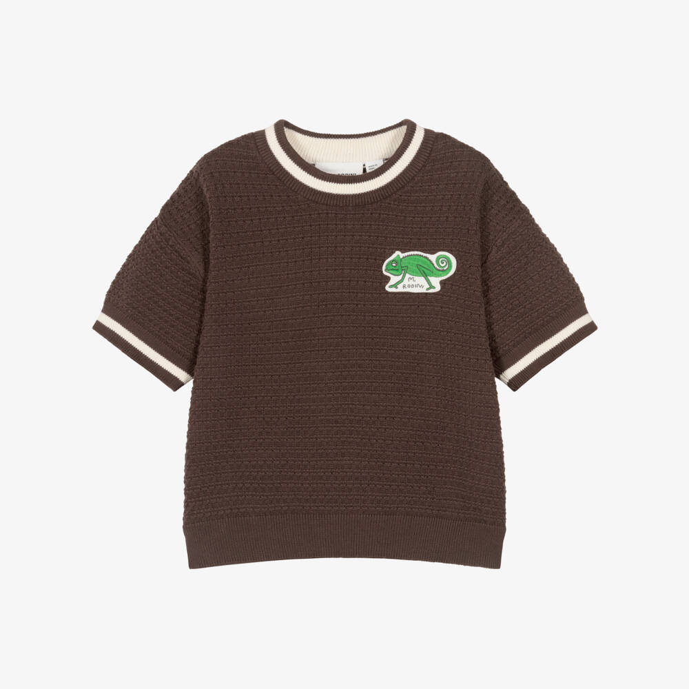 Mini Rodini-Boys Earthy Organic Cotton Knit Tee | Childrensalon Outlet