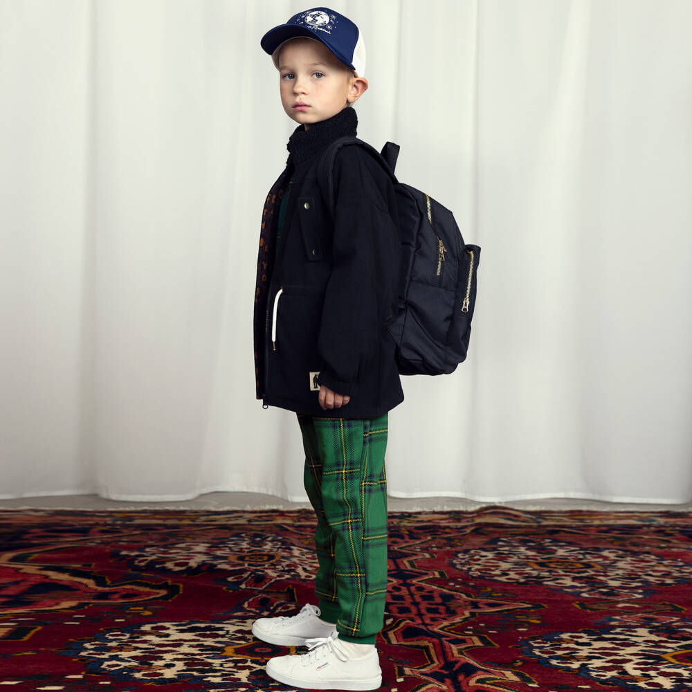 Mini Rodini-Boys Green Check Cotton Joggers | Childrensalon Outlet