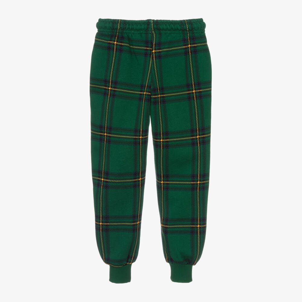 Mini Rodini-Boys Green Check Cotton Joggers | Childrensalon Outlet