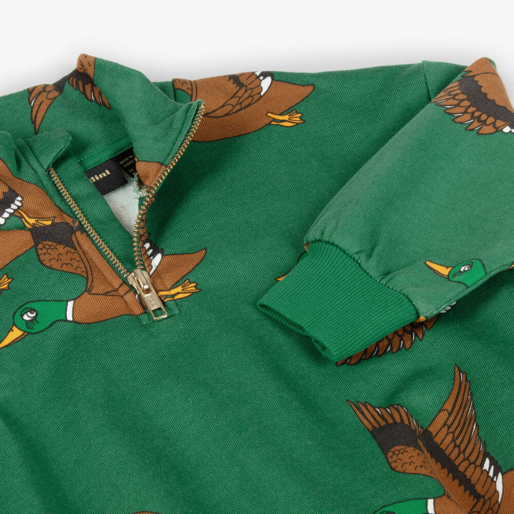 Mini Rodini-Boys Green Duck Zip Pullover | Childrensalon Outlet