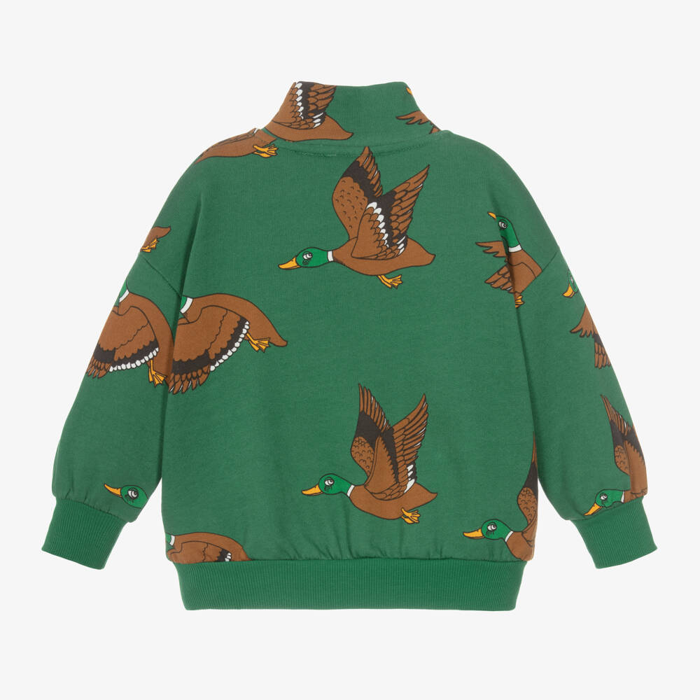 Mini Rodini-Boys Green Duck Zip Pullover | Childrensalon Outlet