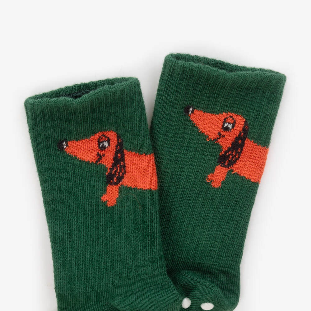 ميني روديني-جوارب قطن مقاومة للإنزلاق لون رمادي وأخضر(عدد 2) | Childrensalon Outlet