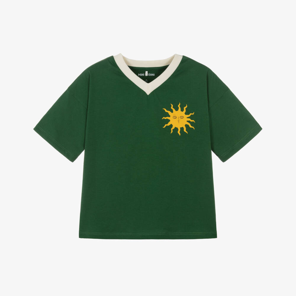 Mini Rodini-Зеленая футболка с V-образным вырезом для мальчиков | Childrensalon Outlet