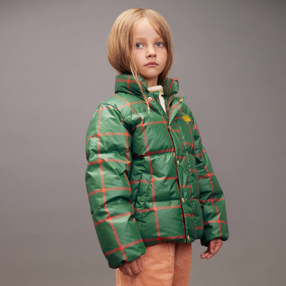 Mini Rodini-Boys Green Plaid Puffer Jacket | Childrensalon Outlet
