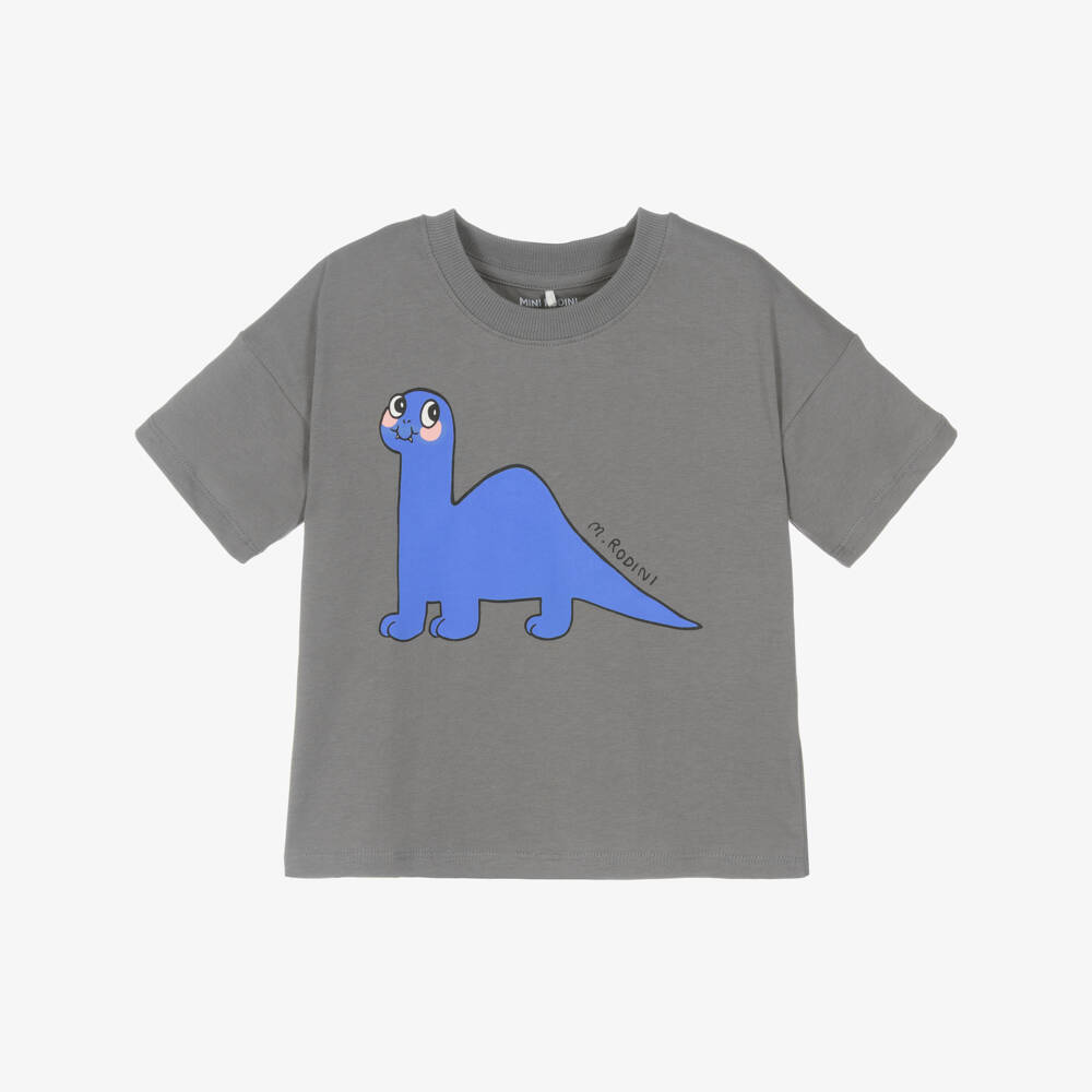 Mini Rodini-Boys Grey Dino Tee | Childrensalon Outlet