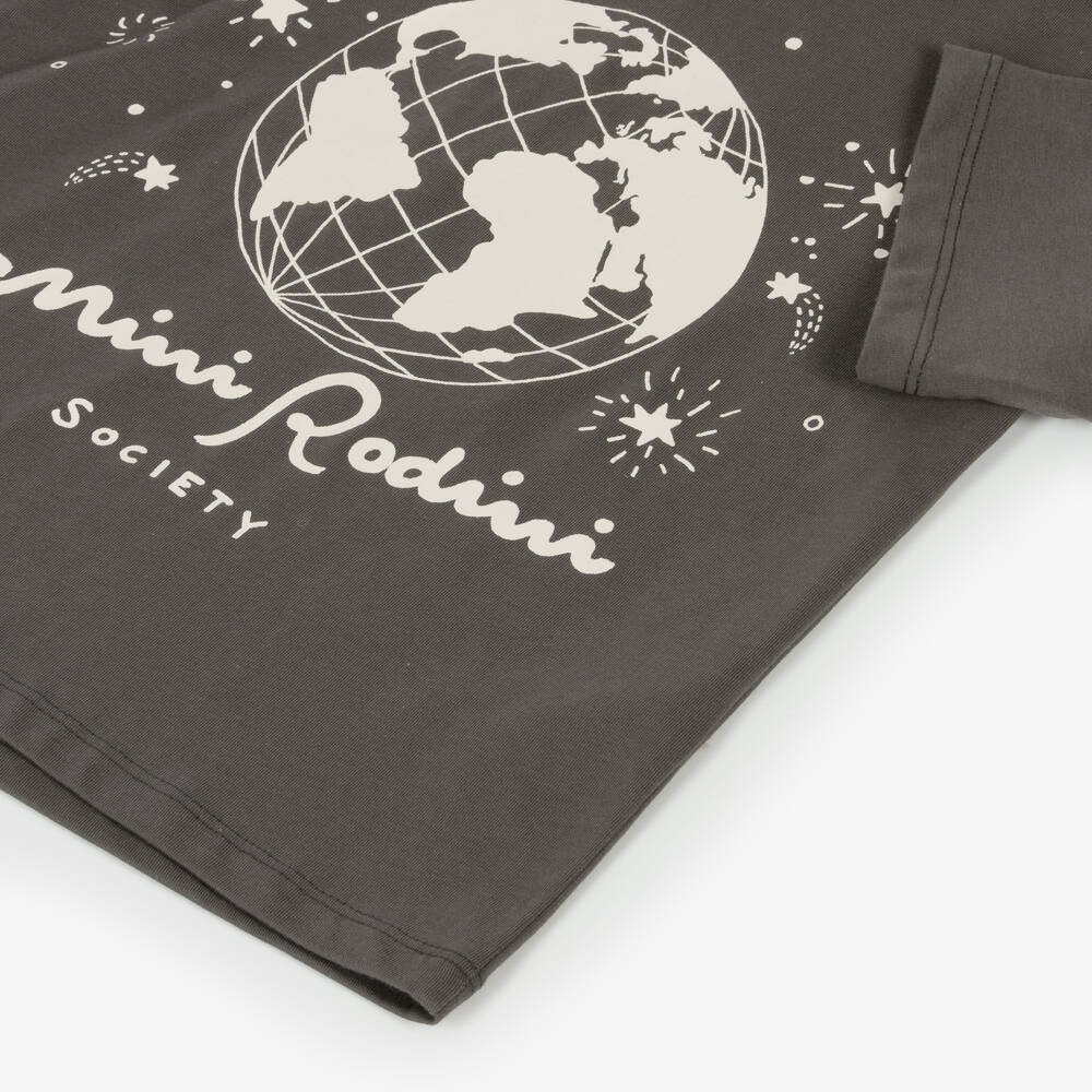 Mini Rodini-Boys Grey Earth Graphic Tee | Childrensalon Outlet