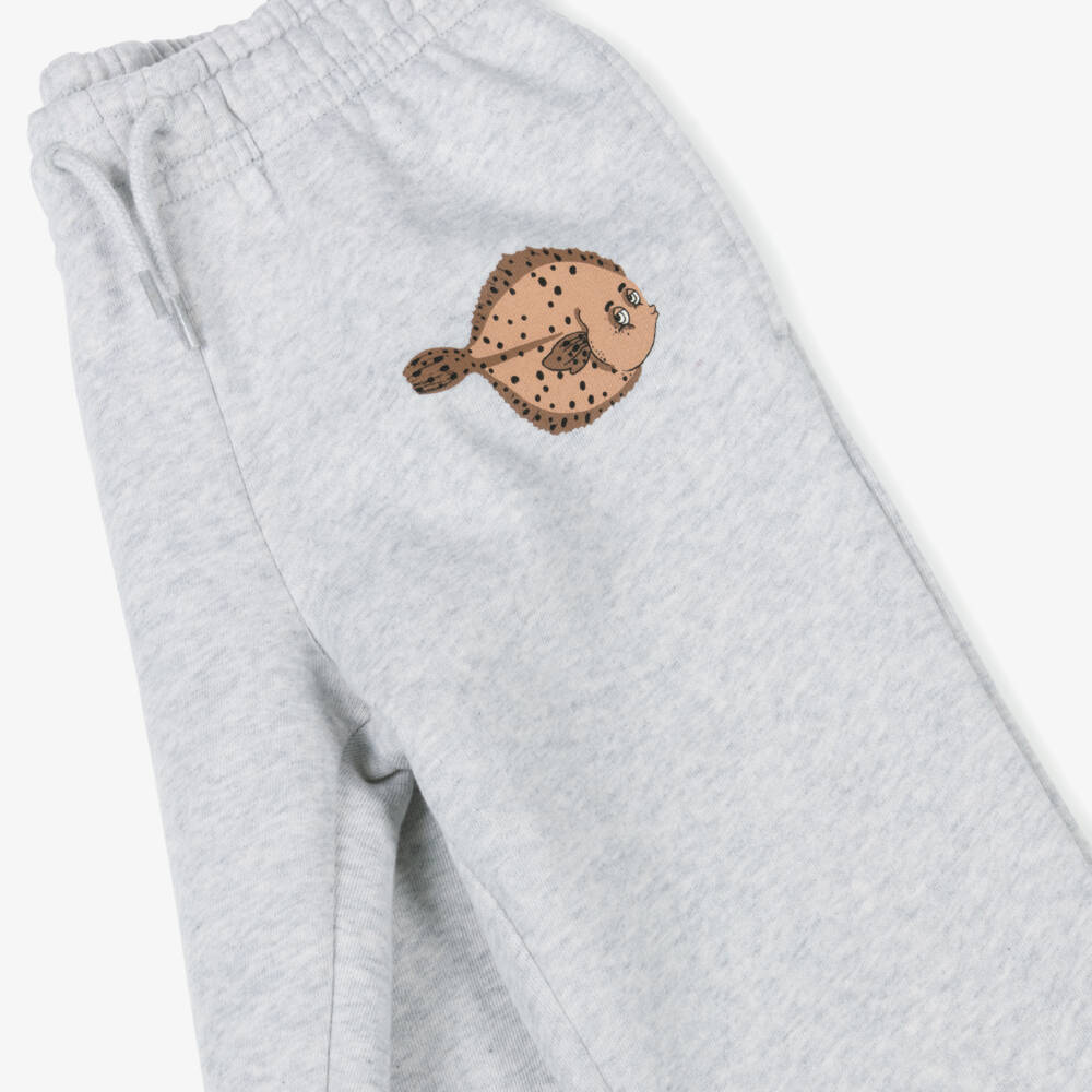 Mini Rodini-Серые брюки с рыбным принтом для мальчиков | Childrensalon Outlet