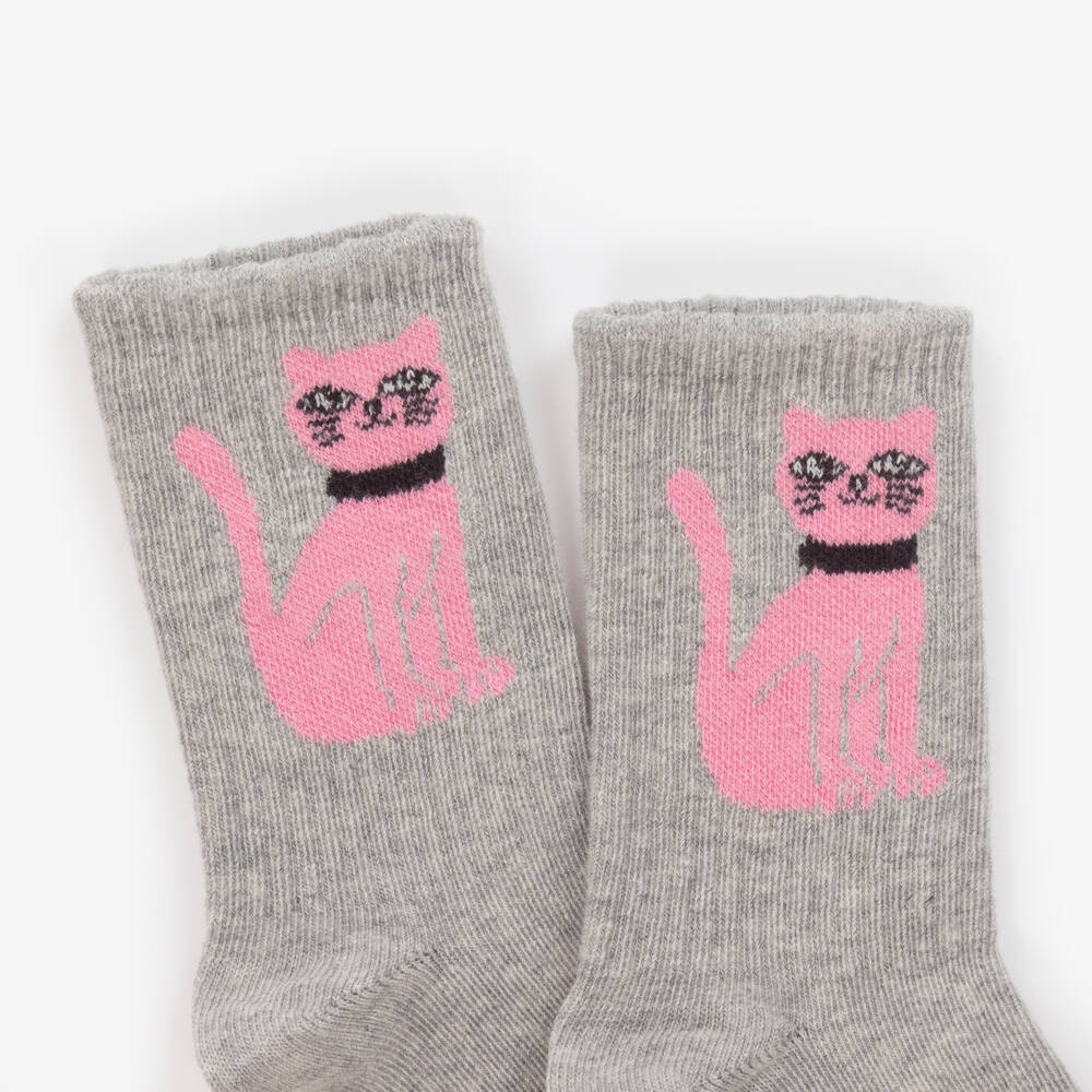 ميني روديني-جوارب مزيج قطن عضوي لون رمادي وأسود (عد 2 ) | Childrensalon Outlet