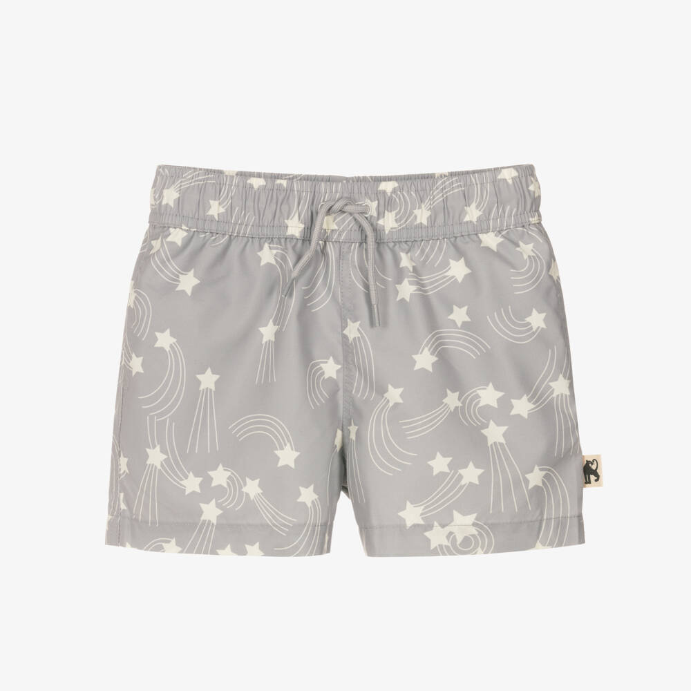 Mini Rodini-Boys Grey Shooting Star Print Swim Shorts | Childrensalon Outlet