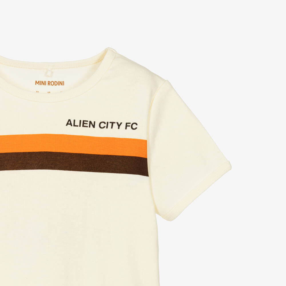 Mini Rodini-Boys Ivory Alien City FC T-Shirt | Childrensalon Outlet