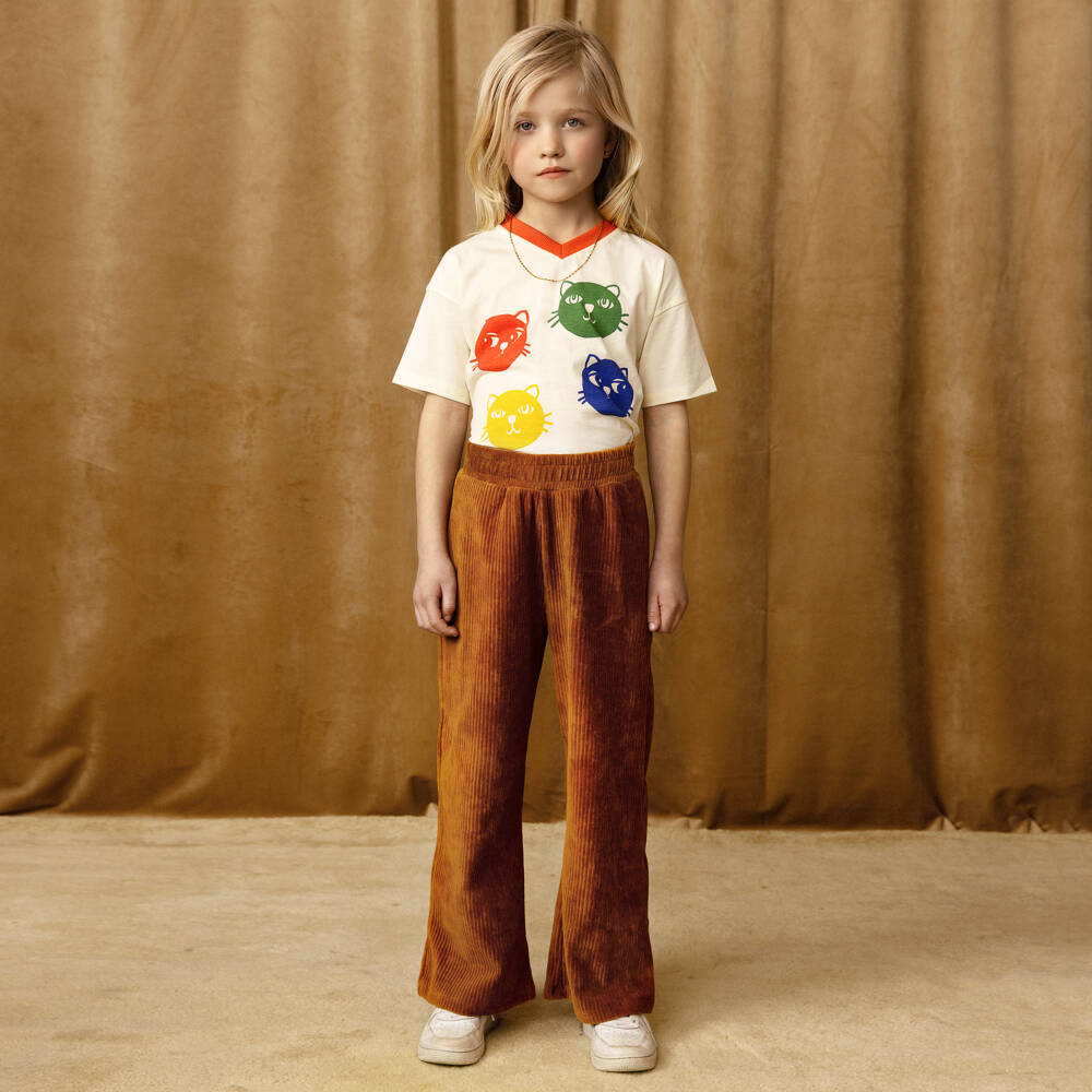 Mini Rodini-Boys Ivory Cat Graphic Tee | Childrensalon Outlet