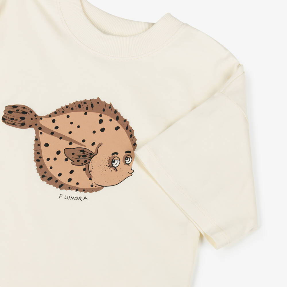 Mini Rodini-Boys Ivory Fish Print Tee | Childrensalon Outlet