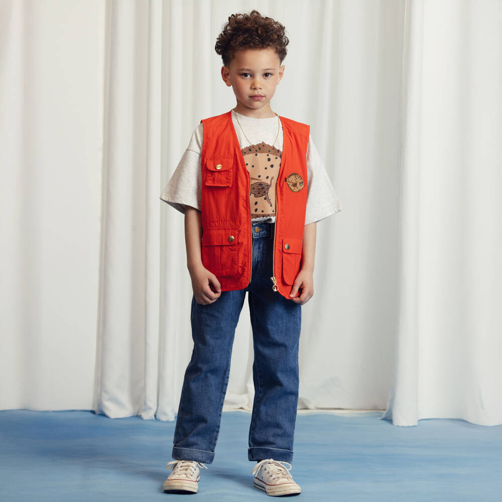 Mini Rodini-Boys Ivory Fish Print Tee | Childrensalon Outlet