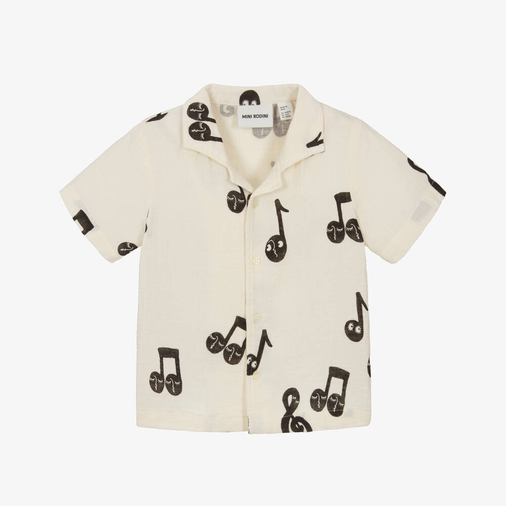 Mini Rodini-Кремовая хлопковая рубашка Harmony для мальчиков | Childrensalon Outlet