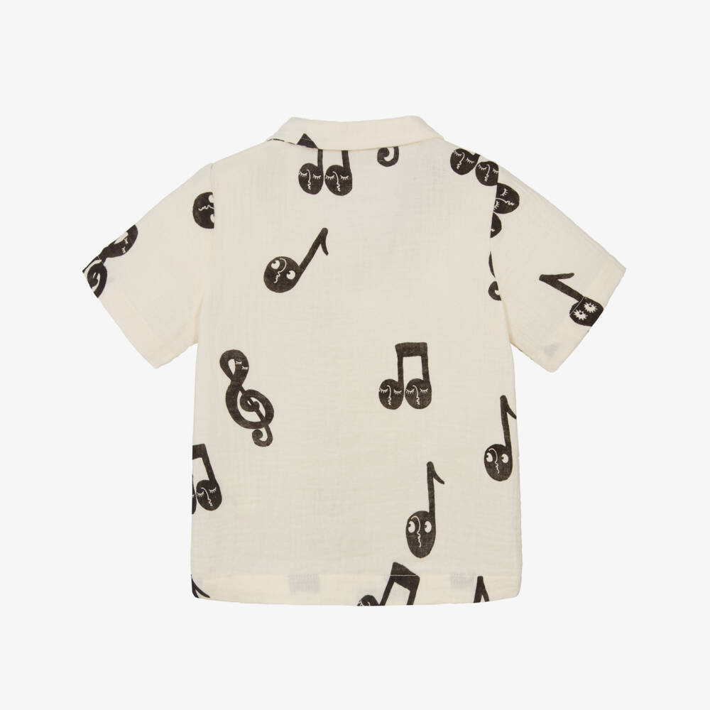 Mini Rodini-Boys Ivory Harmony Cotton Shirt | Childrensalon Outlet