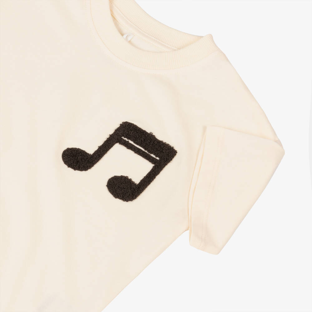Mini Rodini-Boys Ivory Melodic Note Tee | Childrensalon Outlet