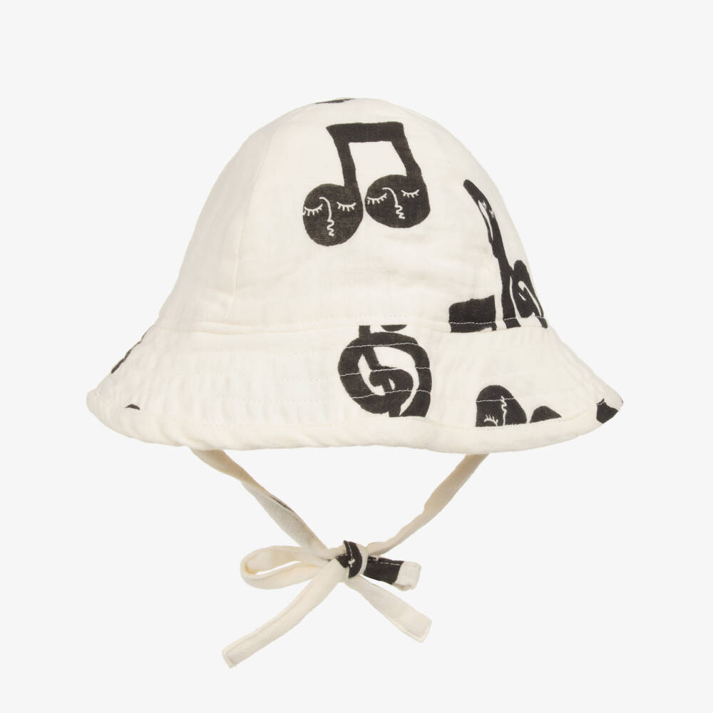 Mini Rodini-Boys Ivory Music Note Sun Hat | Childrensalon Outlet