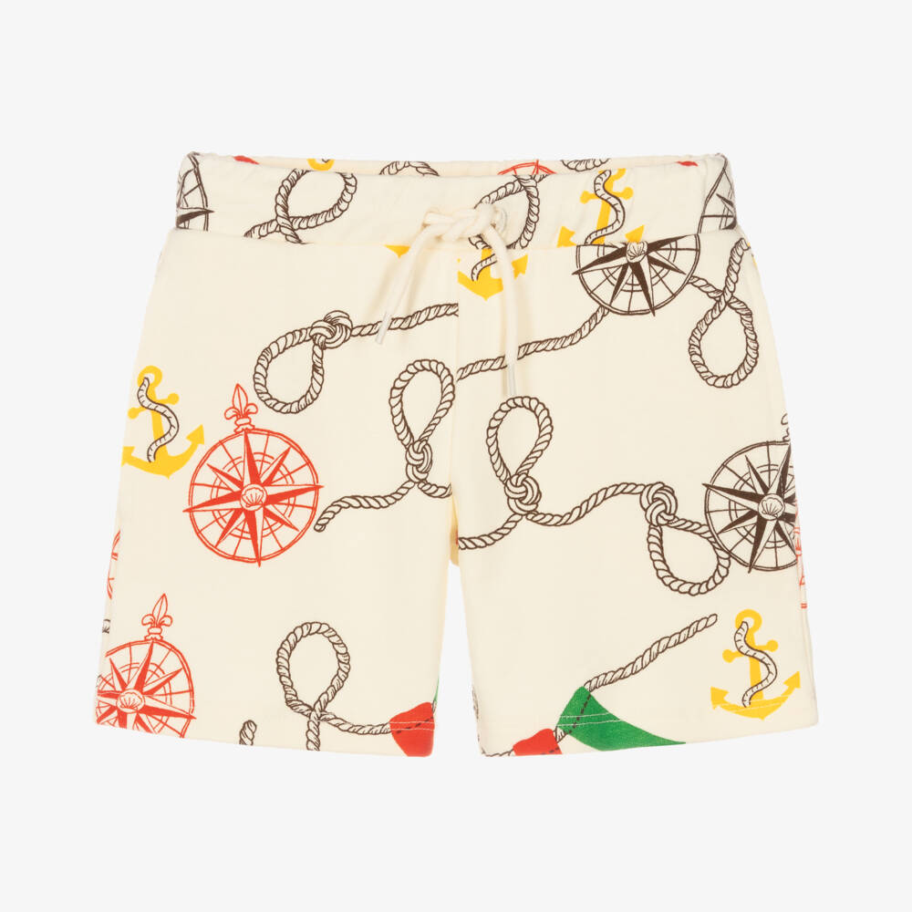 Mini Rodini-Boys Ivory Nautical Cotton Shorts | Childrensalon Outlet