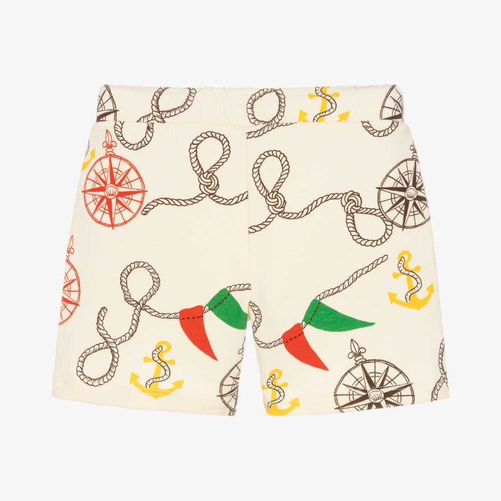 Mini Rodini-Boys Ivory Nautical Cotton Shorts | Childrensalon Outlet