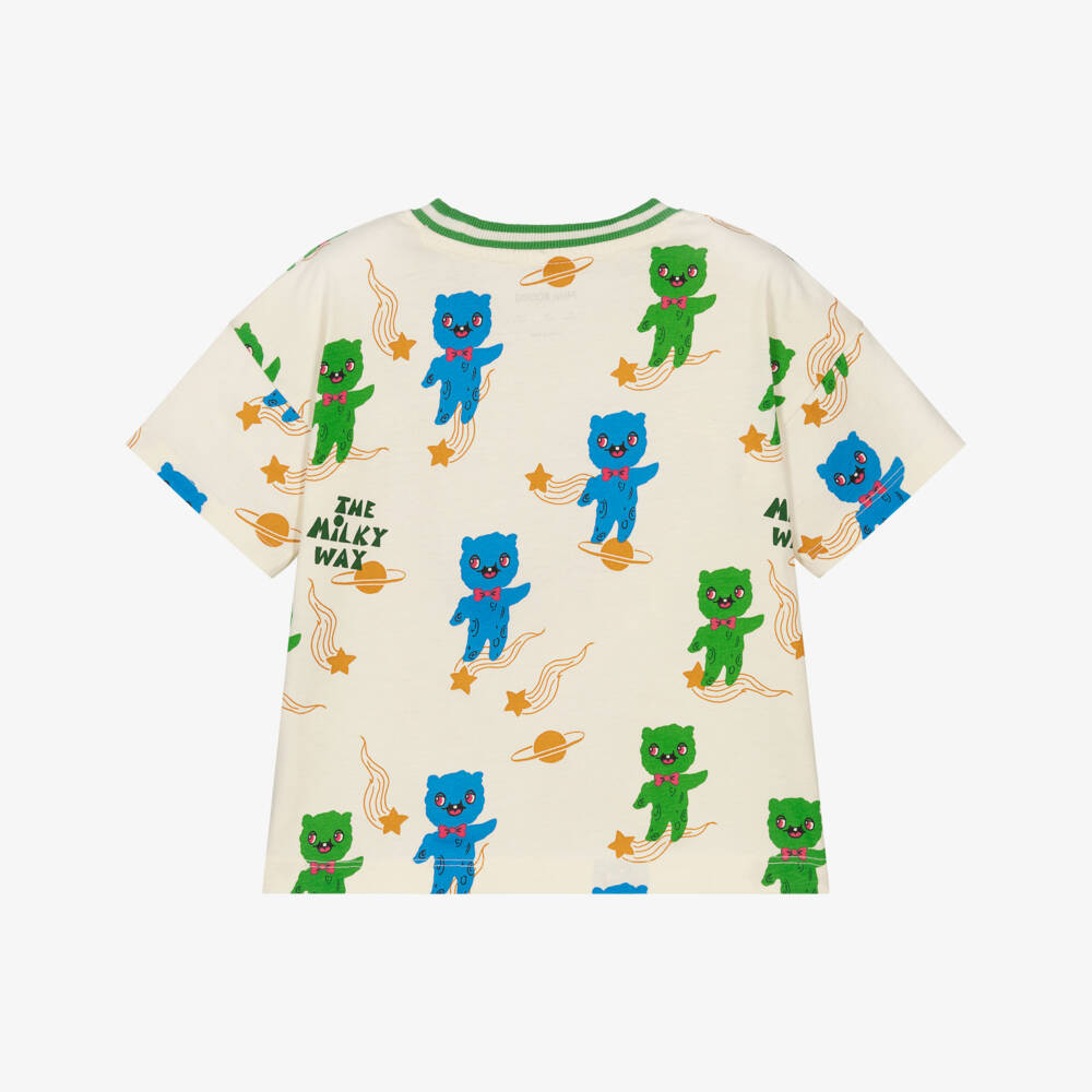 Mini Rodini-Boys Ivory Organic Cotton Alien Print T-Shirt | Childrensalon Outlet